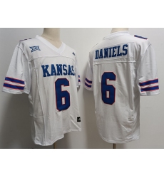 Men Nike Kansas Jayhawks #6 Jalon Daniels Stitched White College Football Jersey