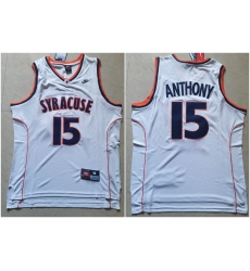 Syracuse University 15 Carmelo Anthony White Nike Basketball College Jersey