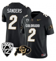 Colorado Buffaloes #2 Shedeur Sanders Black 2023 FUSE Stitched Football Jersey