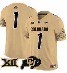 Men Colorado Buffaloes #1 Team Gold Vapor Limited Stitched Football Jersey