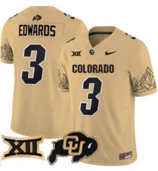 Men Colorado Buffaloes #3 Dylan Edwards Gold Vapor Limited Stitched Football Jersey