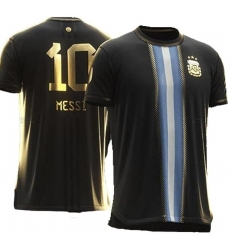 Men Argentina #10 Lion Messi Black Blue 2024 Soccer Jersey