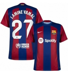 Men Barcelona #27 Lamine Yamal Home Jersey C