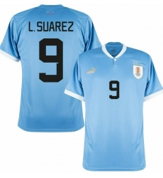 Men Uruguay #9 Luis Suarez Soccer 2024 Jersey Blue III