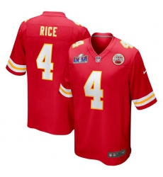Youth Kansas City Chiefs 4 Rashee Rice Red 2023 F U S E  Vapor Untouchable Limited Stitched 2024 Super Bowl LVIII Jersey