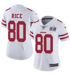Nike 49ers 80 Jerry Rice White Women Stitched NFL Vapor Untouchable Limited 2024 Super Bowl LVIII Jersey 
