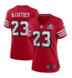 Women San Francisco 49ers 23 Christian McCaffrey New Red 2023 F U S E  Vapor Untouchable Limited Stitched Football 2024 Super Bowl LVIII Jersey