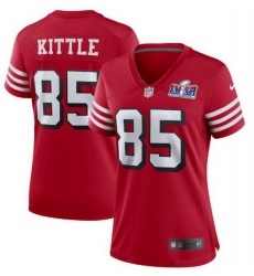 Women San Francisco 49ers 85 George Kittle New Red 2023 F U S E  Vapor Untouchable Limited Stitched Football 2024 Super Bowl LVIII Jersey