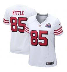 Women San Francisco 49ers 85 George Kittle New White 2023 F U S E  Vapor Untouchable Limited Stitched Football 2024 Super Bowl LVIII Jersey