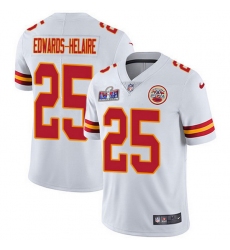 Men Nike Kansas City Chiefs 25 Clyde Edwards Helaire White Bound Stitched NFL Vapor Untouchable Limited 2024 Super Bowl LVIII Jersey