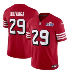 Men San Francisco 49ers 29 Talanoa Hufanga New Red 2023 F U S E  Stitched Football 2024 Super Bowl LVIII Jersey