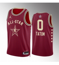 Men 2024 All Star 0 Jayson Tatum Crimson Stitched Basketball Jersey