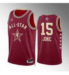 Men 2024 All Star 15 Nikola Jokic Crimson Stitched Basketball Jersey