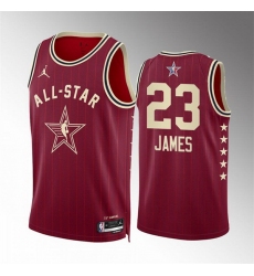Men 2024 All Star 23 LeBron James Crimson Stitched Basketball Jersey