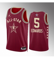 Men 2024 All Star 5 Anthony Edwards Crimson Stitched Basketball Jersey