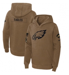 Youth Philadelphia Eagles 2023 Brown Salute To Service Pullover Hoodie