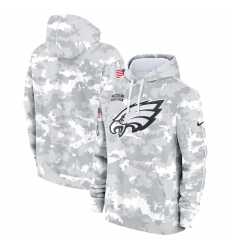 Youth Philadelphia Eagles 2024 White Gray Salute To Service Pullover Hoodie