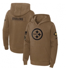 Youth Pittsburgh Steelers 2023 Brown Salute To Service Pullover Hoodie