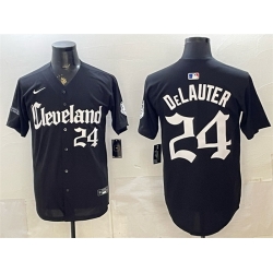 Men Cleveland Guardians  24 Chase DeLauter Black Gothic Vapor Premier Limited Stitched Baseball Jersey