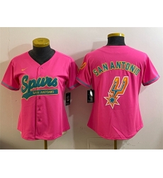Women San Antonio Spurs Team Big Logo Pink Stitched Baseball Jersey