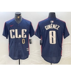 Men Cleveland Guardians 0 Andres Gimenez Navy 2024 City Connect Limited Stitched jerseys 2