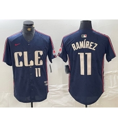 Men Cleveland Guardians 11 Jose Ramirez Navy 2024 City Connect Limited Stitched Baseball Jersey 4