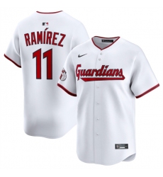 Men Cleveland Guardians 11 Jose Ramirez White Home Limited Stitched Baseball Jersey