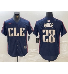 Men Cleveland Guardians 28 Tanner Bibee Navy 2024 City Connect Limited Stitched jerseys 4
