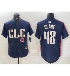 Men Cleveland Guardians 48 Emmanuel Clase Navy 2024 City Connect Limited Stitched Baseball Jersey 2