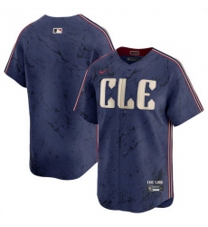 Men Cleveland Guardians Blank Navy 2024 City Connect Limited Stitched Baseball Jersey