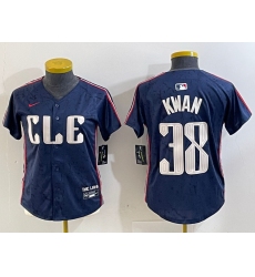 Women Cleveland Guardians 38 Steven Kwan Navy 2024 City Connect Limited Stitched jerseys