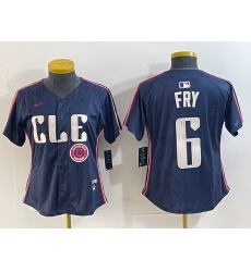 Women Cleveland Guardians 6 David Fry Navy 2024 City Connect Limited Stitched jerseys 1