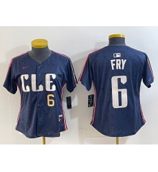 Women Cleveland Guardians 6 David Fry Navy 2024 City Connect Limited Stitched jerseys 4