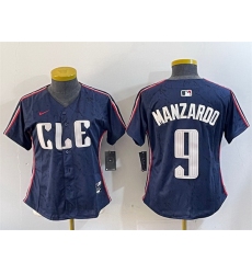 Women Cleveland Guardians 9 Kyle Manzardo Navy 2024 City Connect Stitched Baseball Jersey