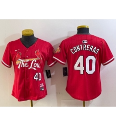 Women St  Louis Cardinals 40 Willson Contreras Red 2024 City Connect Stitched Baseball Jersey