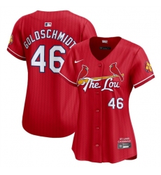 Women St  Louis Cardinals 46 Paul Goldschmidt Red 2024 City Connect Limited Stitched Baseball Jersey