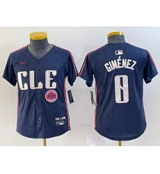 Youth Cleveland Guardians 0 Andres Gimenez Navy 2024 City Connect Limited Stitched Baseball Jersey 2