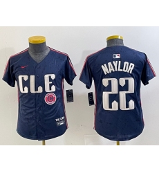 Youth Cleveland Guardians 22 Josh Naylor Navy 2024 City Connect Limited Stitched jerseys 7