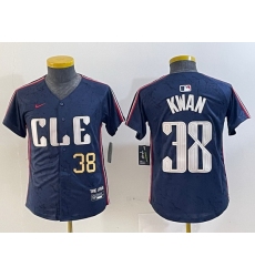 Youth Cleveland Guardians 38 Steven Kwan Navy 2024 City Connect Limited Stitched Baseball Jersey 2