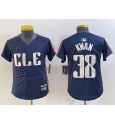 Youth Cleveland Guardians 38 Steven Kwan Navy 2024 City Connect Limited Stitched Baseball Jersey 3