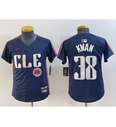 Youth Cleveland Guardians 38 Steven Kwan Navy 2024 City Connect Limited Stitched Baseball Jersey 4