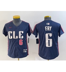 Youth Cleveland Guardians 6 David Fry Navy 2024 City Connect Limited Stitched jerseys 3