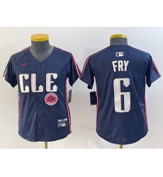 Youth Cleveland Guardians 6 David Fry Navy 2024 City Connect Limited Stitched jerseys