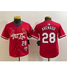 Youth St  Louis Cardinals 28 Nolan Arenado Red 2024 City Connect Stitched Baseball Jersey