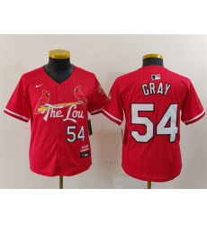 Youth St  Louis Cardinals 54 Sonny Gray Red 2024 City Connect Limited Stitched Baseball Jersey