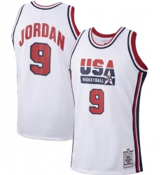 Men USA Basketball 9 Michael Jordan 1992 White Throwback Stitched Jersey Men USA Basketball 9 Michael Jordan 1992 White Throwback Stitched Jersey