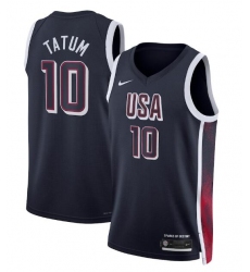 Men USA Basketball 10 Jayson Tatum Navy 2024 Swingman Stitched Jersey 1