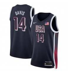 Men USA Basketball 14 Anthony Davis Navy 2024 Swingman Stitched Jersey