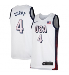 Men USA Basketball 4 Stephen Curry White 2024 Swingman Stitched Jersey