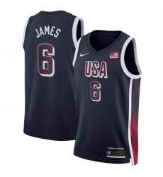 Men USA Basketball 6 LeBron James Navy 2024 Swingman Stitched Jersey